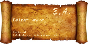 Bainer Andor névjegykártya